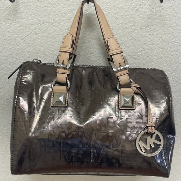Michael Kors Grayson Mirror Metallic Bronze Medium Satchel - Picture 2 of 14